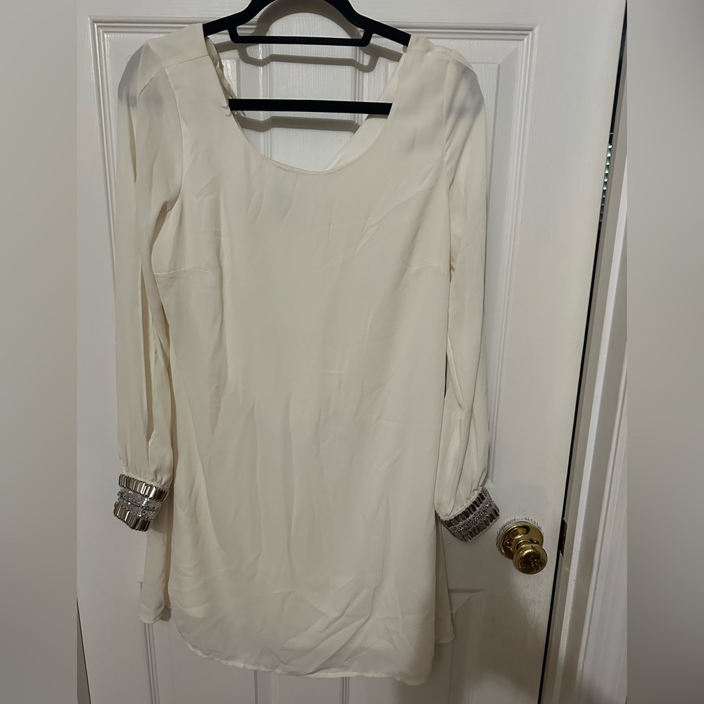 As U Wish Cream Dress with Silver Details